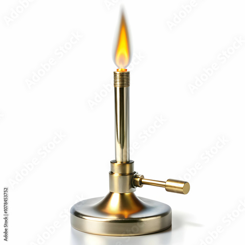 A Bunsen burner with a small control knob,
