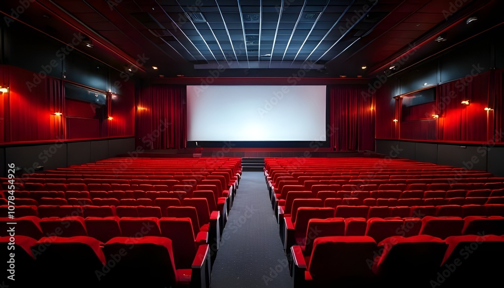 Movie theater with red seats Movie theater with red seats