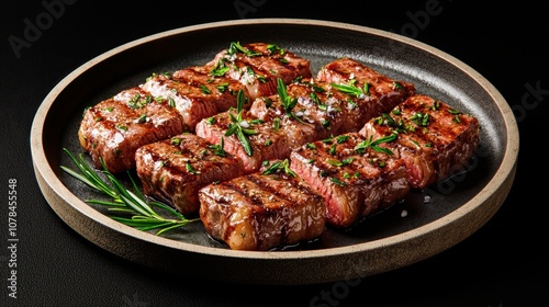 Grilled pork ribs and assorted meats with vegetables on a barbecue grill
