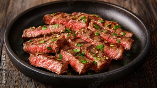 Tender beef and pork steak grilled to perfection with fresh salad tomatoes and greens