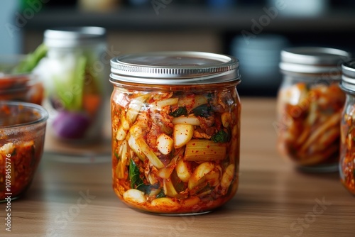 Korean traditional dish whole radish kimchi chonggak kimchi