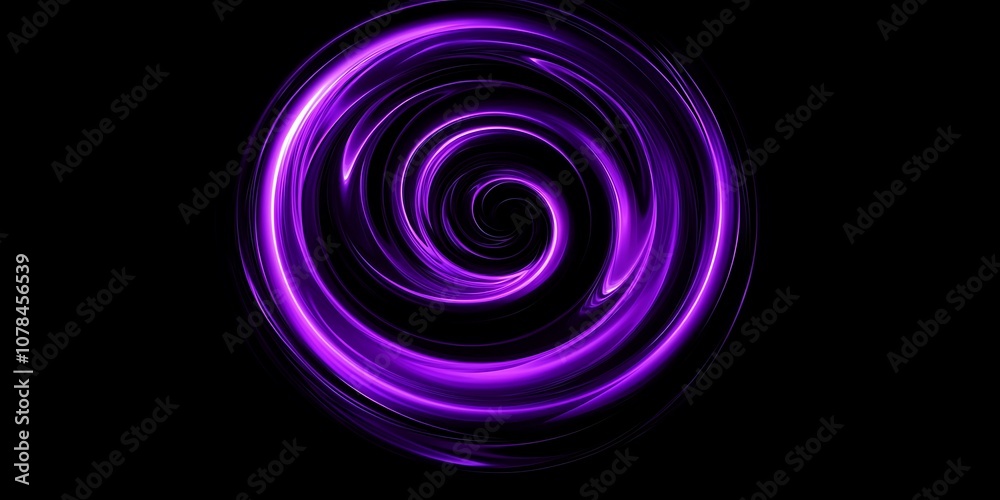 Glowing purple spiral in a dark space