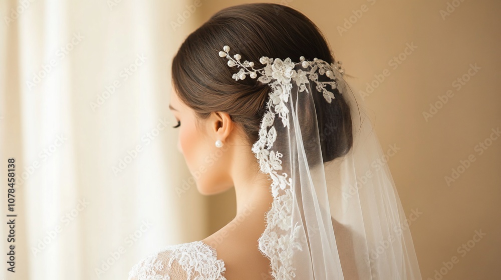 A bride in a white dress and veil, looking away from the camera. A bride in a white dress and veil, looking away from the camera.