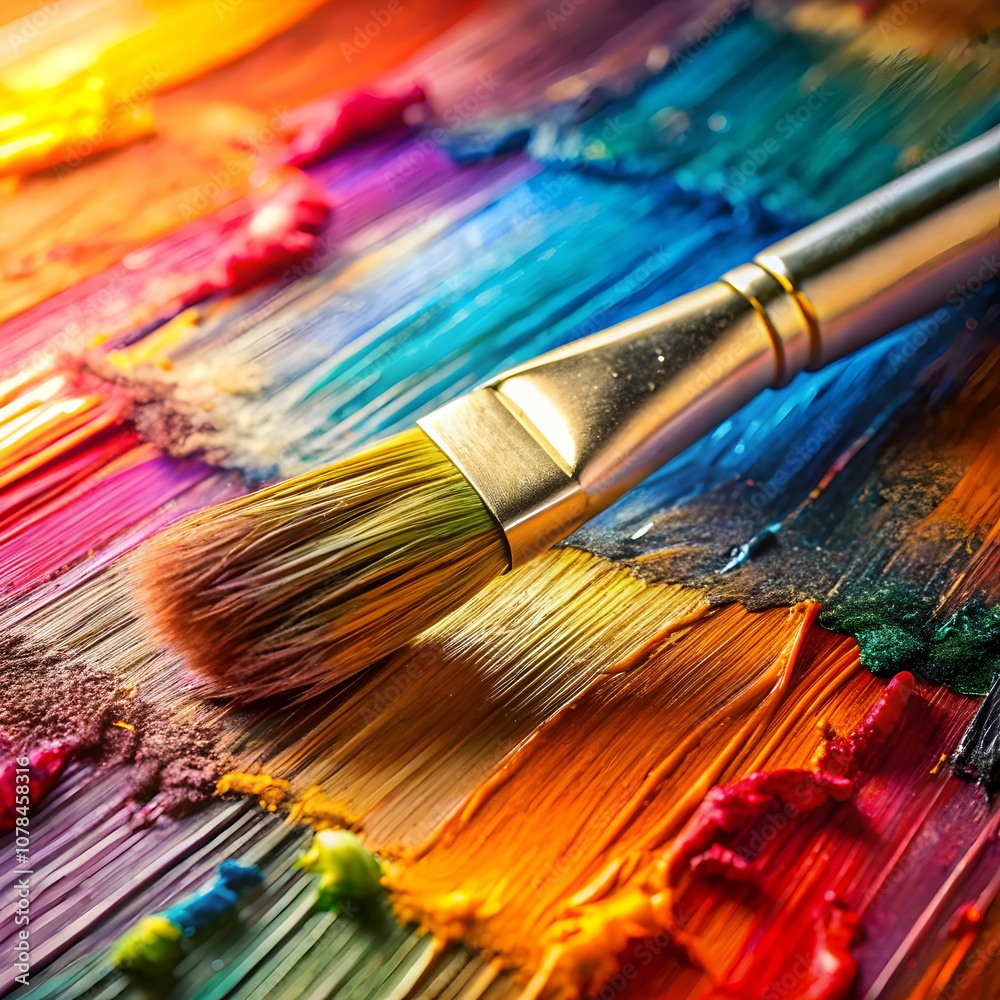 A close-up of brush strokes on canvas highlights the texture and depth of color A close-up of brush strokes on canvas highlights the texture and depth of color