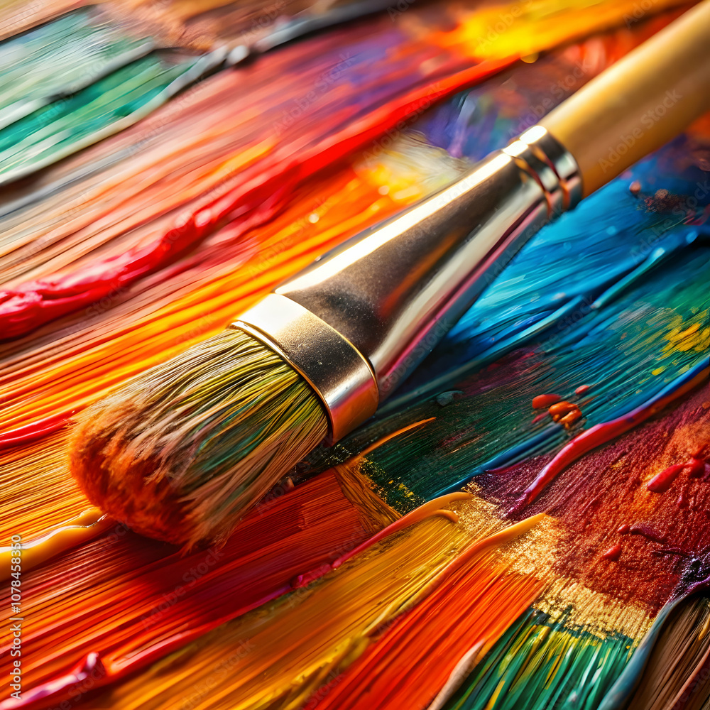 A close-up of brush strokes on canvas highlights the texture and depth of color A close-up of brush strokes on canvas highlights the texture and depth of color