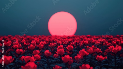 Red and white tulips in the wind with a bright sky and romantic Valentine’s Day theme