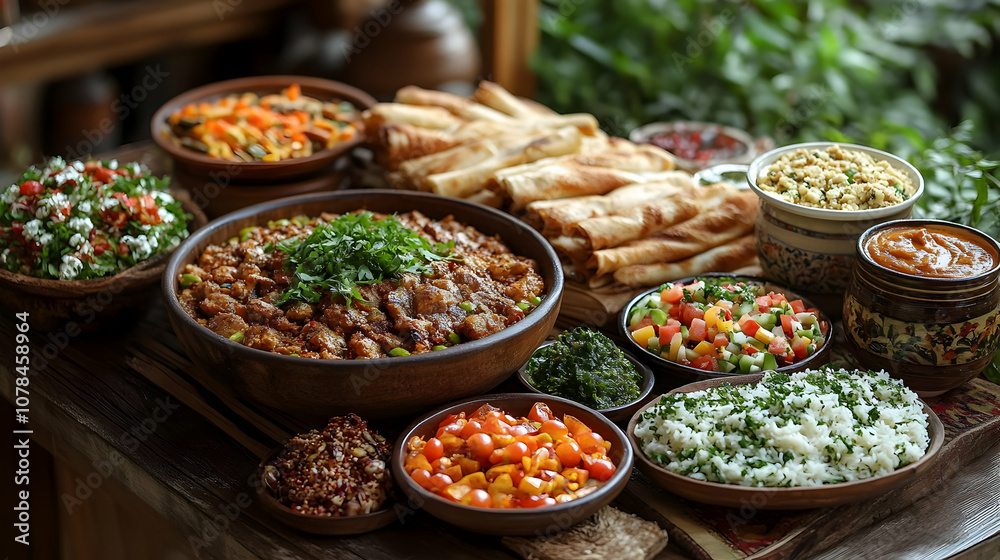 Delicious Middle Eastern Food Spread - Realistic Image Delicious Middle Eastern Food Spread - Realistic Image