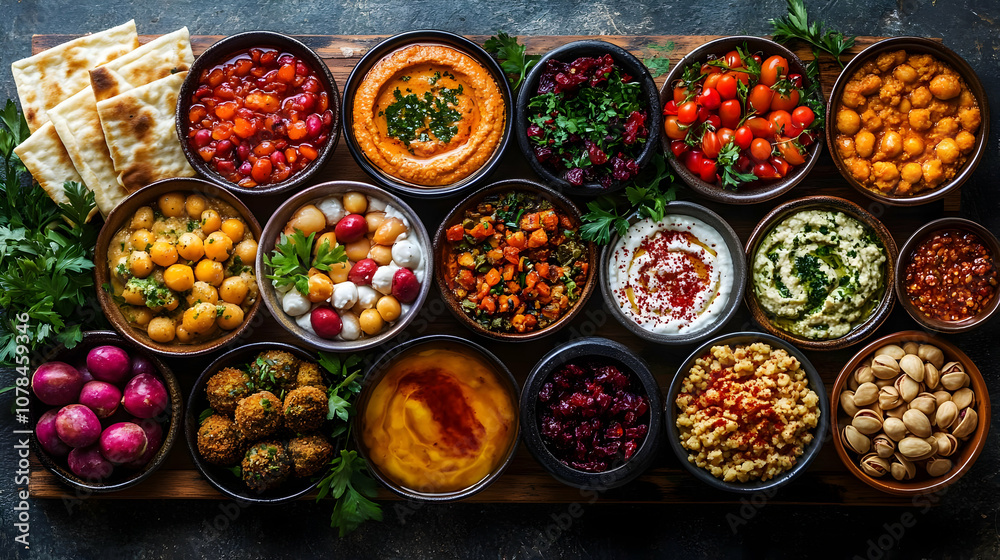 Mediterranean Appetizer Platter with Hummus and Falafel - Realistic Food Image Mediterranean Appetizer Platter with Hummus and Falafel - Realistic Food Image