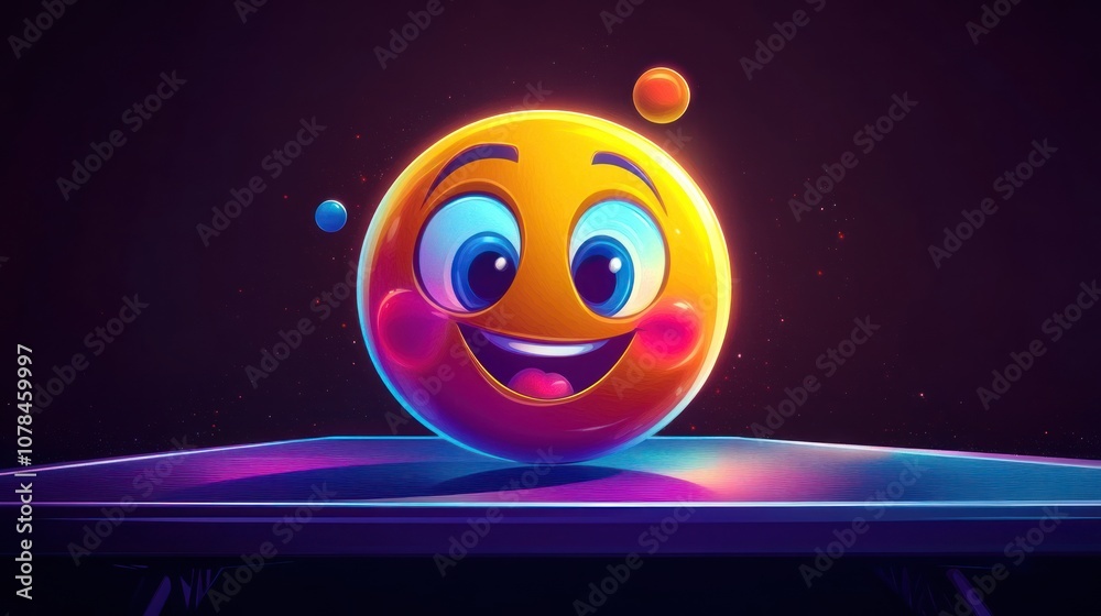 Naklejka premium Smiling Emoji on a Digital Platform