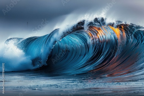 Slow shutter image captures breaking wave in Australia. photo