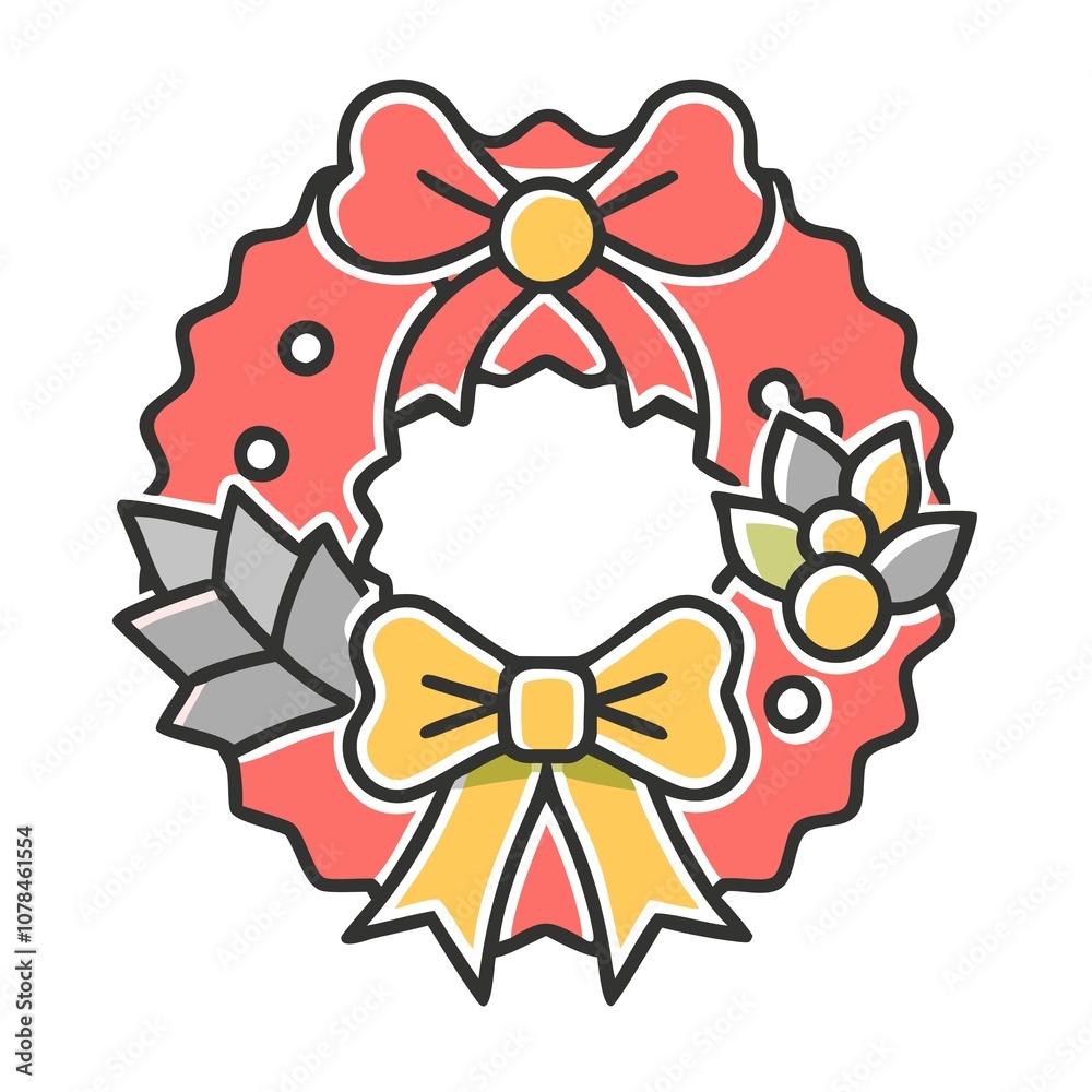 Fototapeta premium christmas wreath with ribbon