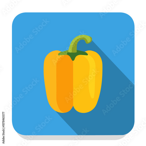 Simple flat 2D icon yellow bell pepper isolated on transparent background, vector, flat design, animation design, vector, flat design, animation design, simple flat 2D icon, clipart