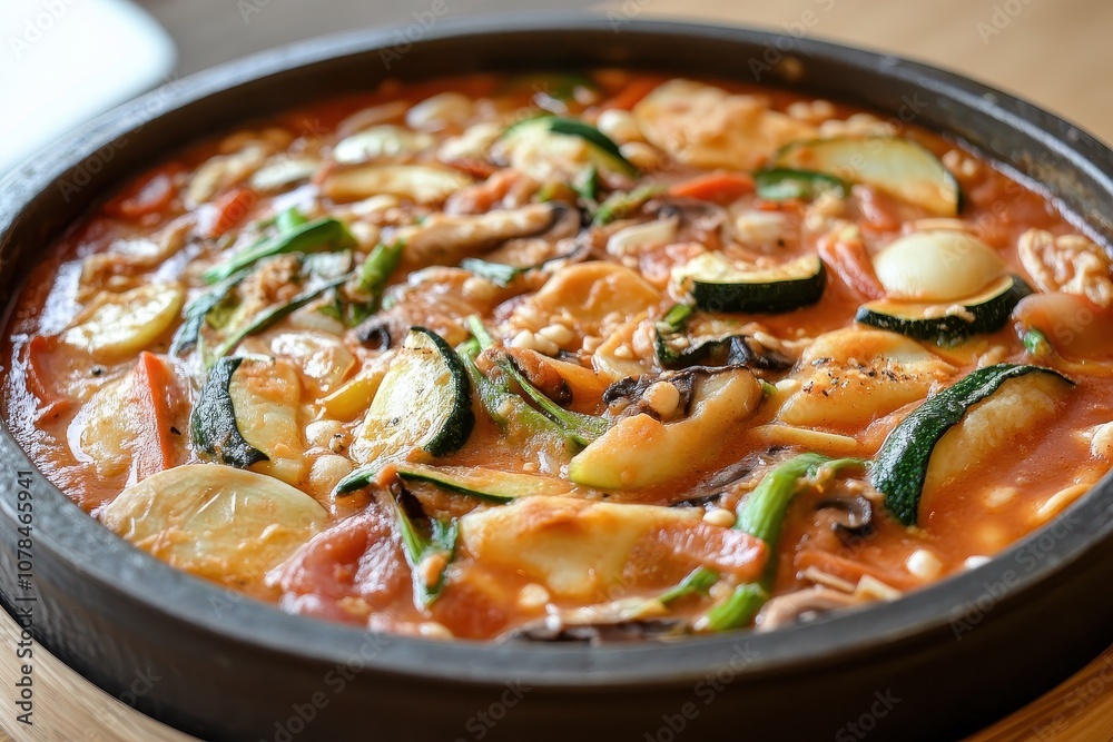 Vegetable and dough stew with soybean paste Vegetable and dough stew with soybean paste