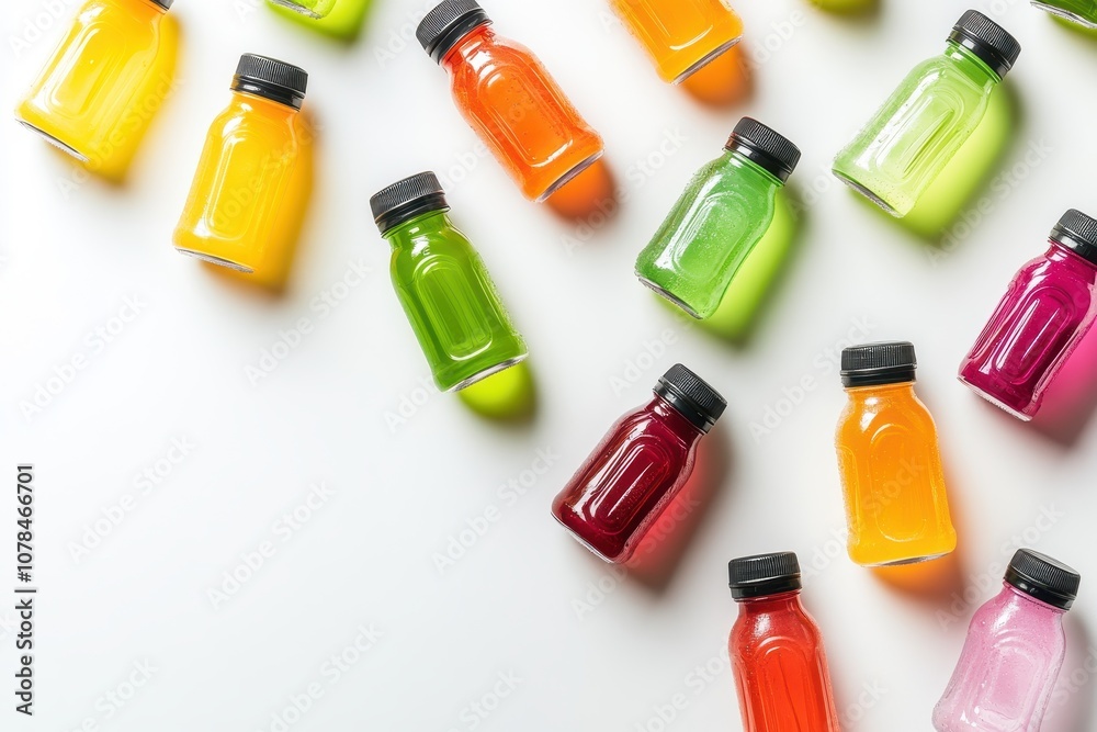Vibrant sports drink bottles on a white backdrop Vibrant sports drink bottles on a white backdrop