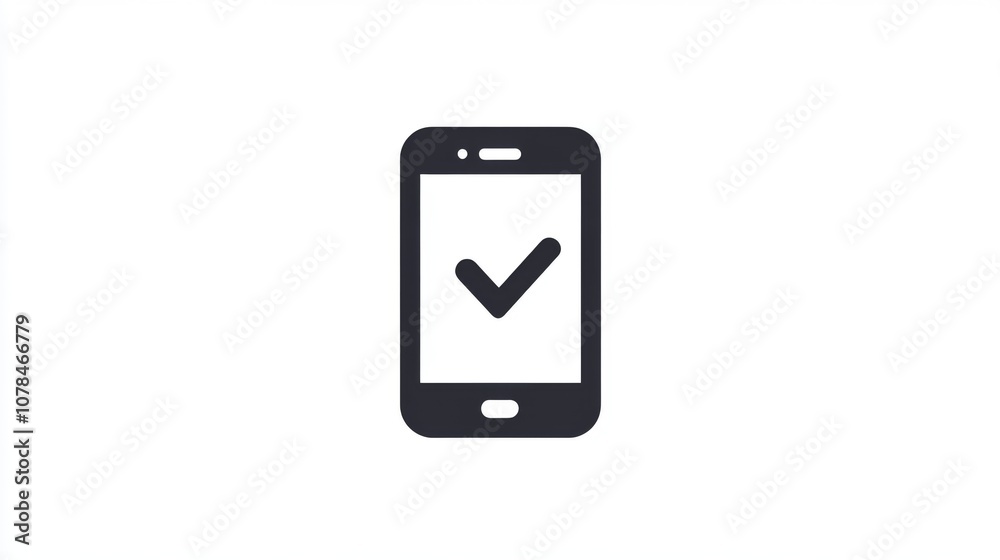 Smartphone icon with checkmark in outline style