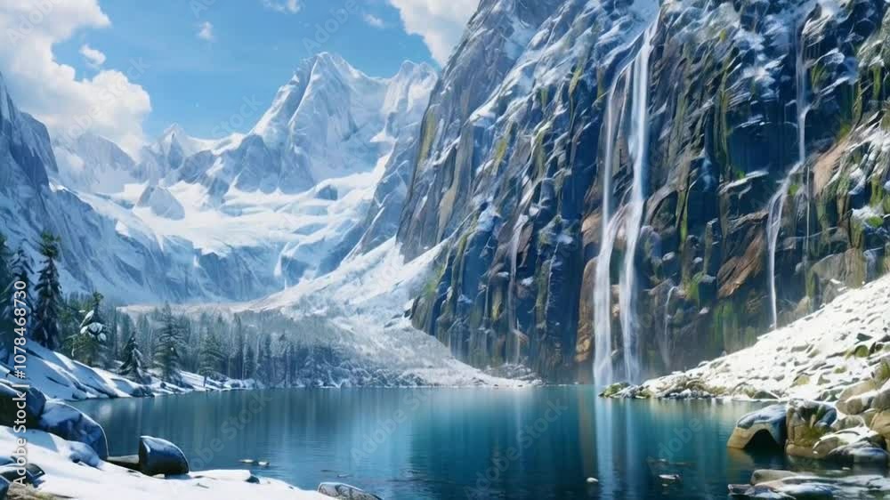 snow covered mountains in winter