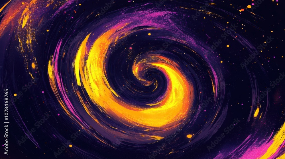 galactic swirls with bright yellows and purples, dark background, cosmic energy, high contrast, vibrant space look, abstract design galactic swirls with bright yellows and purples, dark background, cosmic energy, high contrast, vibrant space look, abstract design