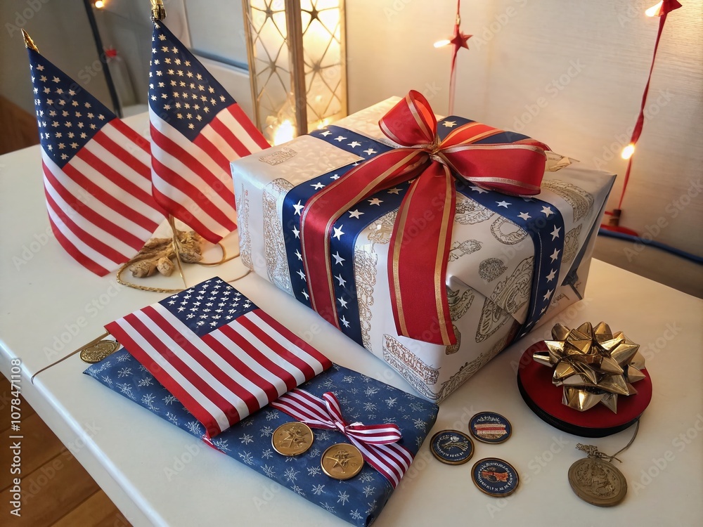 Fototapeta premium Celebrating Love and Sacrifice on Veterans Day with a Thoughtful Gift for Your Boyfriend, Honoring His Service and Commitment to Our Country, Perfect for Showing Appreciation