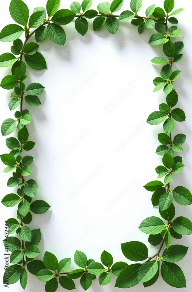 Fototapeta premium Flower and leaf frame decoration. Botanical branch, wreath, garland, border graphic design. Wildflower, herbs and plants isolated.