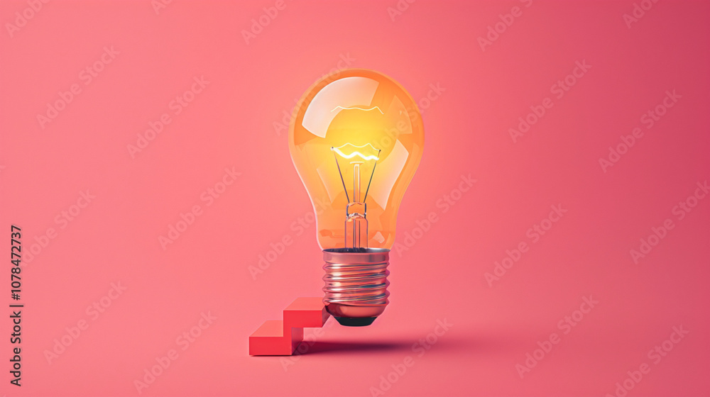 Bright Idea: Light Bulb on Colorful Staircase Bright Idea: Light Bulb on Colorful Staircase