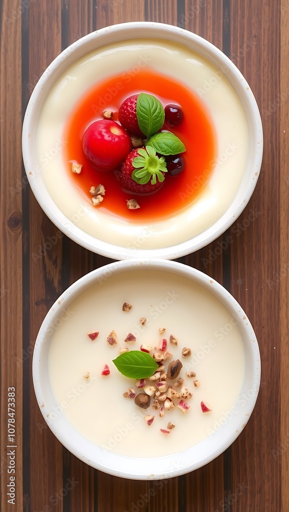 Delicious Italian dessert Panna Cotta with berries Delicious Italian dessert Panna Cotta with berries