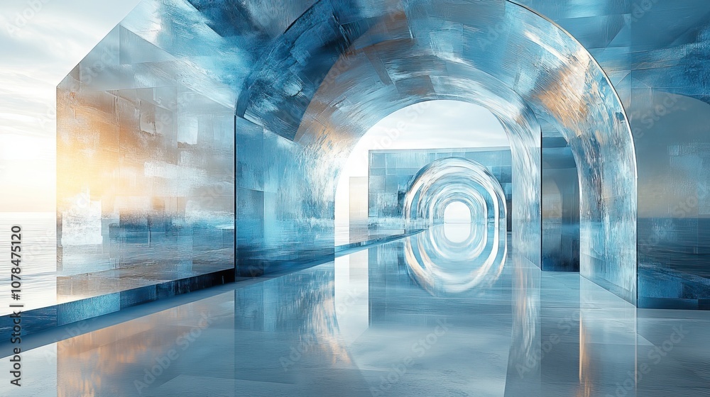 transparent blue glass geometries 3d rendering transparent blue glass geometries 3d rendering