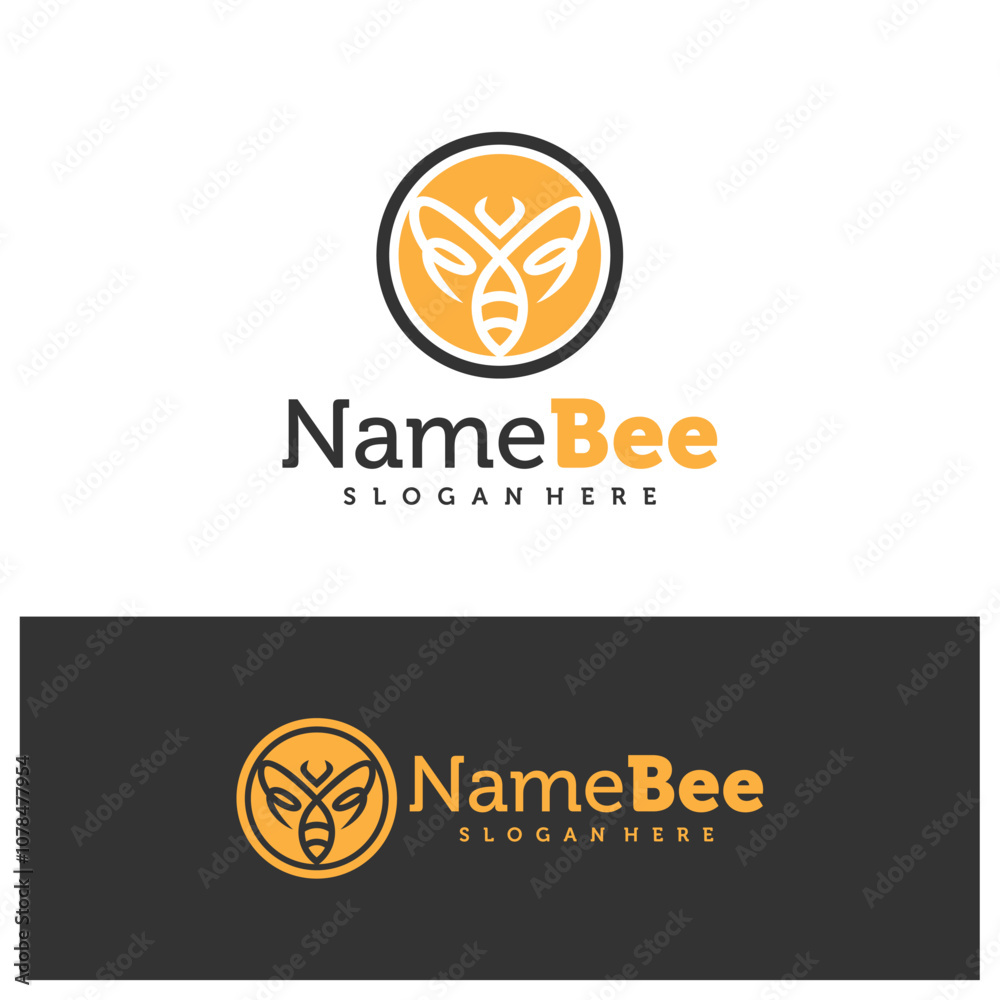 Fototapeta premium Bee logo vector illustration. Line art Bee logo design concept template