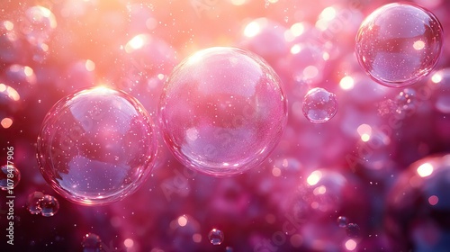 Wallpaper Mural transparent pink bubbles background 3d rendering Torontodigital.ca