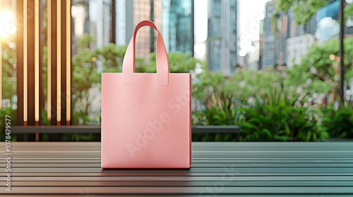 Wallpaper Mural Stylish pink tote bag stands against a modern cityscape capturing urban chic vibes Torontodigital.ca