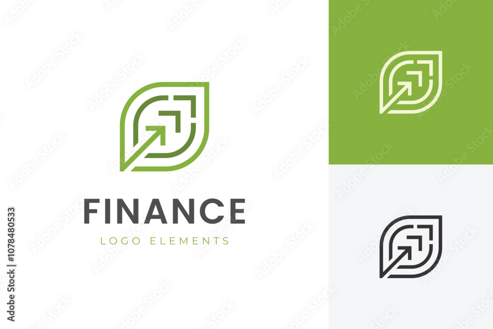 financial growth up logo icon design. arrow up with leaf logo concept idea for business nature logo, business growing logo elements financial growth up logo icon design. arrow up with leaf logo concept idea for business nature logo, business growing logo elements