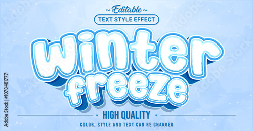 Editable text style effect - Winter Freeze text style theme.
