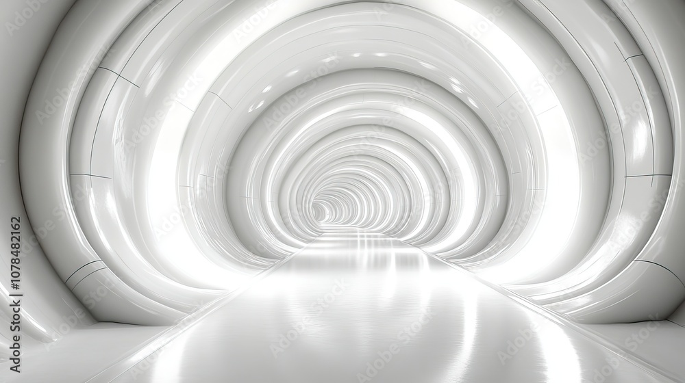 white empty tunnel futuristic tunnel 3d rendering white empty tunnel futuristic tunnel 3d rendering