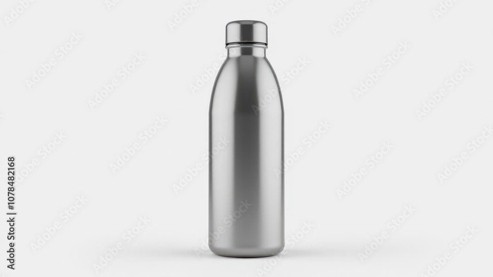 1l aluminium water bottle mockup with a sleek, modern look, isolated on a white background. 1l aluminium water bottle mockup with a sleek, modern look, isolated on a white background.