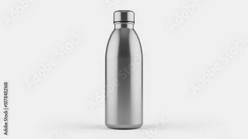 1l aluminium water bottle mockup with a sleek, modern look, isolated on a white background.