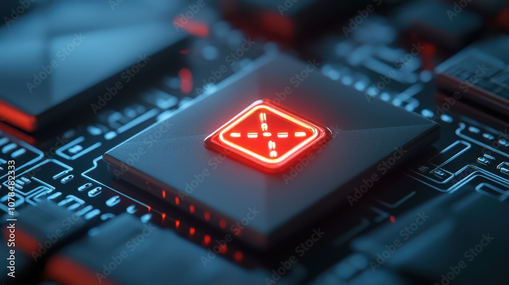 Illuminated power, closeup of glowing red key on sleek black keyboard vivid Illuminated power, closeup of glowing red key on sleek black keyboard vivid