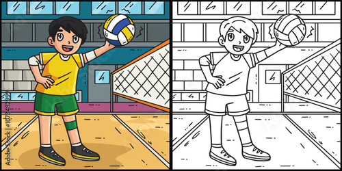 Volleyball Player Spiking the Ball Illustration