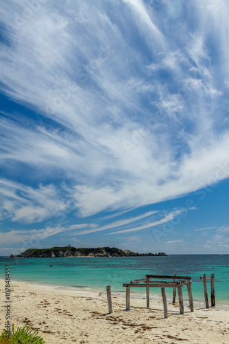 Hamelin Bay Jetty and Hamelin Island, on the southwest coast of Western Australia. photo