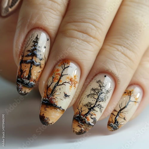 Beautiful manicure of nails on the background of a fashionable texture.