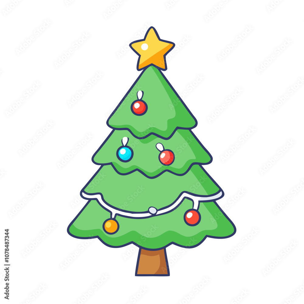 Christmas tree isolated on white vector art, flat illustration Christmas tree isolated on white icon Christmas tree isolated on white vector art, flat illustration Christmas tree isolated on white icon