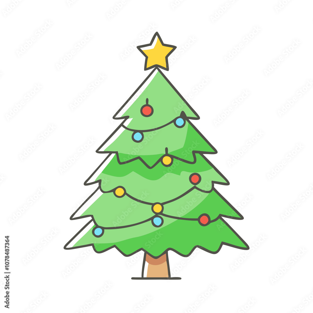 Christmas tree isolated on white vector art, flat illustration Christmas tree isolated on white icon Christmas tree isolated on white vector art, flat illustration Christmas tree isolated on white icon