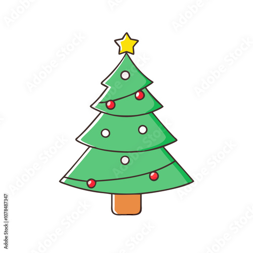Wallpaper Mural Christmas tree isolated on white vector art,  flat illustration Christmas tree isolated on white icon Torontodigital.ca