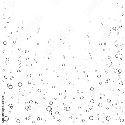 Oxygen air bubbles  flow  in water on white  background.