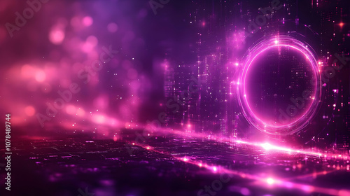 Abstract Background with Glowing Pink Circle