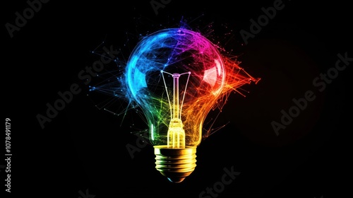 A colorful lightbulb with a rainbow design, representing creativity and innovation.