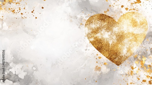 A sparkling golden heart bursts forth from a soft, abstract background, capturing the essence of love and warmth in a delicate artistic expression perfect for any romantic occasion photo