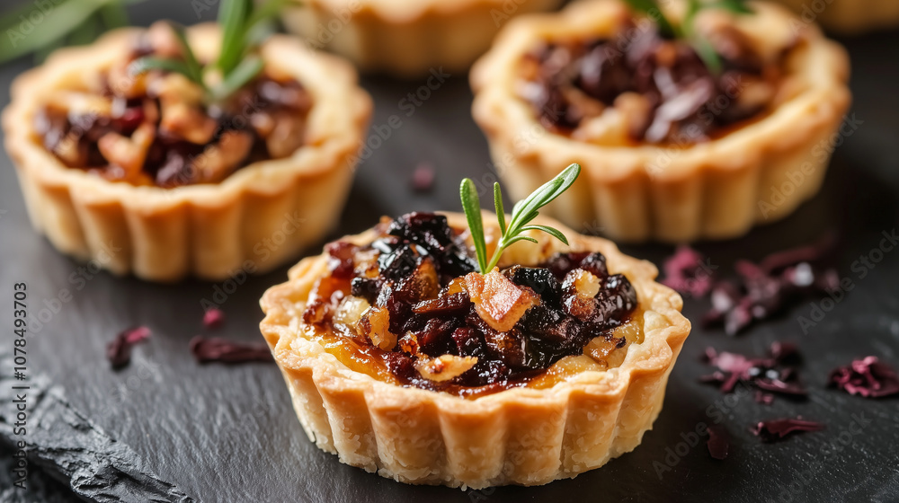 Mini tarts with bacon and onion Mini tarts with bacon and onion