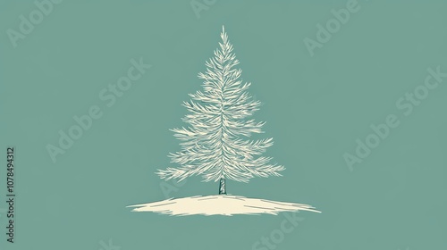 Wallpaper Mural Minimalist Christmas and New Year Background with Pine Tree Torontodigital.ca