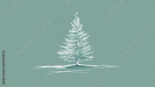 Wallpaper Mural Minimalist Christmas and New Year Background with Pine Tree Torontodigital.ca