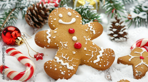 christmas gingerbread cookie on white background