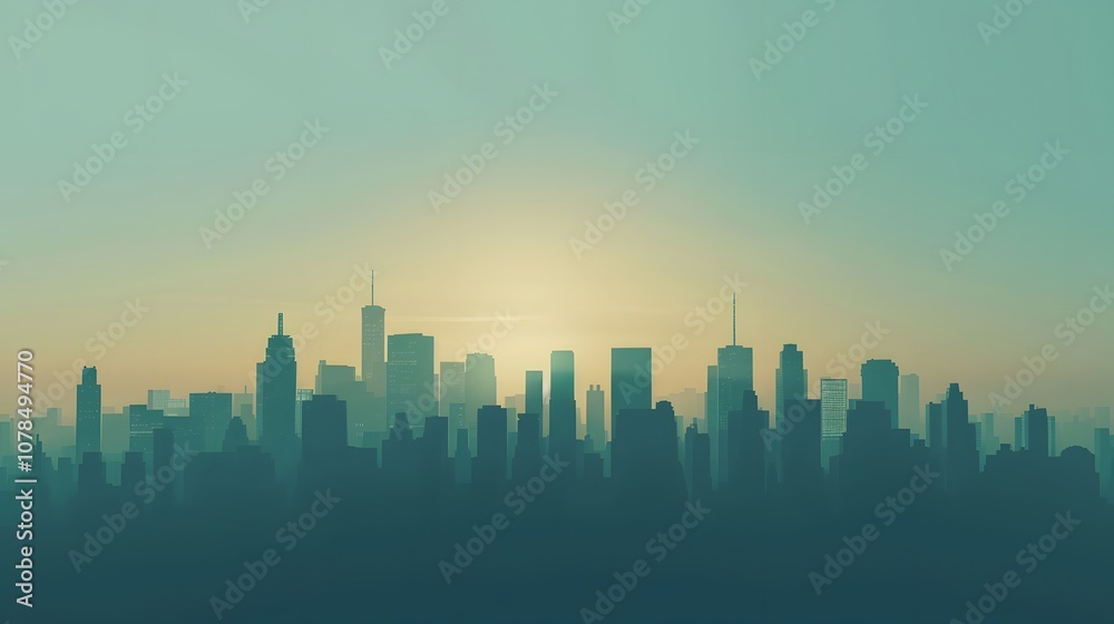 Silhouette of a city skyline in a minimalistic backdrop AI generated illustration Silhouette of a city skyline in a minimalistic backdrop AI generated illustration